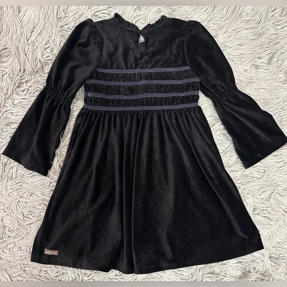 MATILDA JANE Just Imagine Andi Black Ribbed Velour Dress size 10 Girls